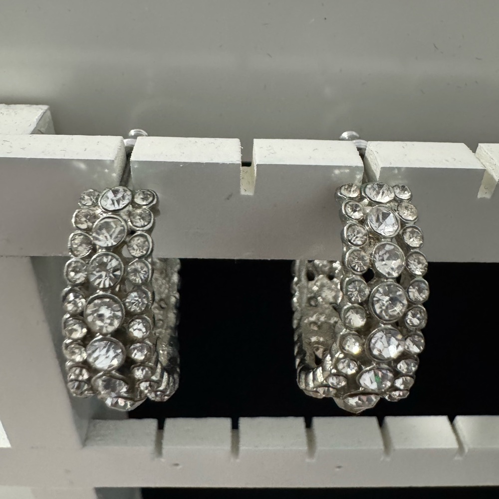 Silver Crystal Hoop Earrings